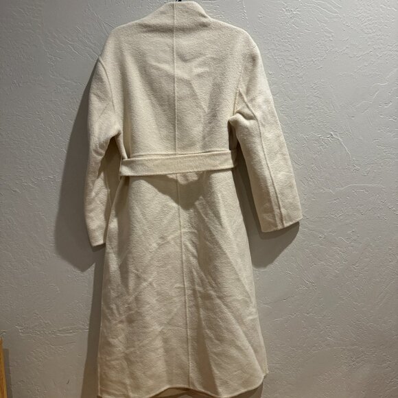 MAJE Genesis Belted Wool Blend Wrap Ecru Classic Coat Size 40 NEW WITH TAG - Picture 8 of 14